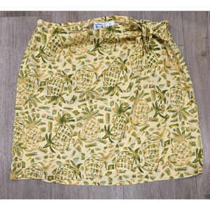 Weekend Clothes Line Muted Yellow Pineapple Print Button Wrap Skirt Size XL